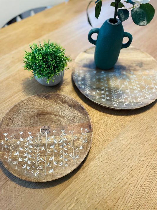 Round Mango Wood Plate - Set of 2