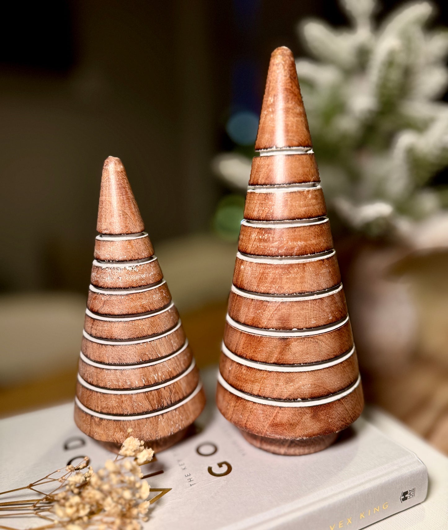 Mango Wood Striped Christmas Trees