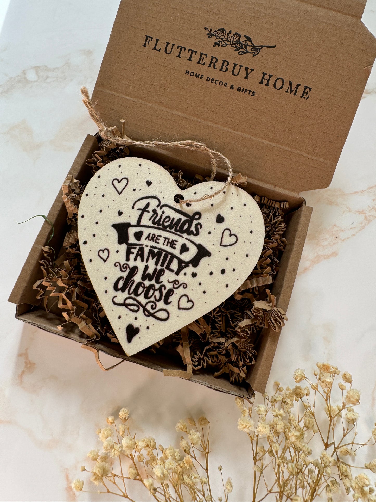 ‘Friends Are The Family We Choose’ Wooden Heart Decoration