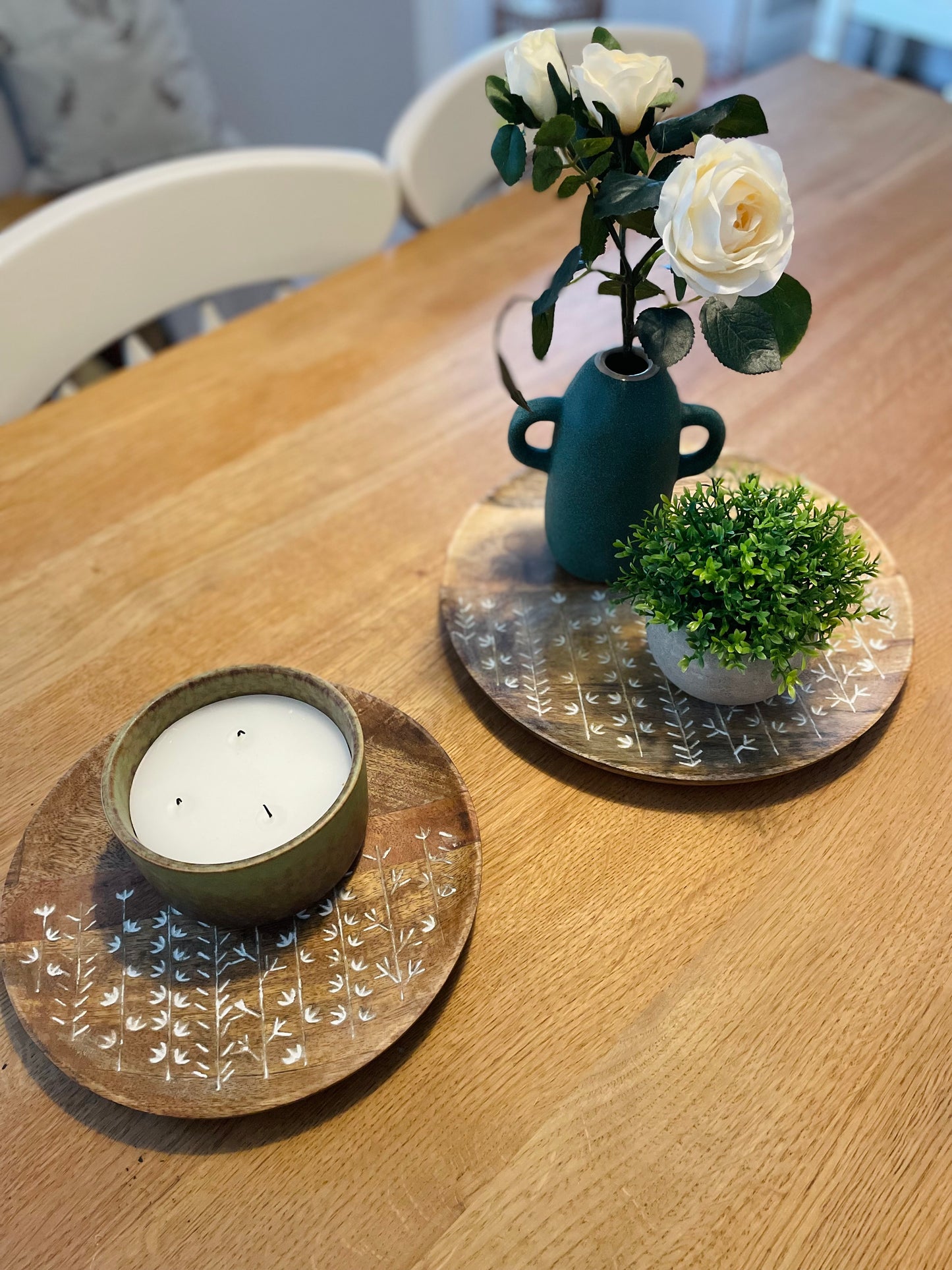Round Mango Wood Plate - Set of 2