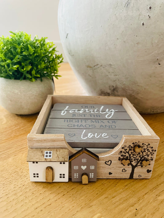Wooden House and Tree Coasters