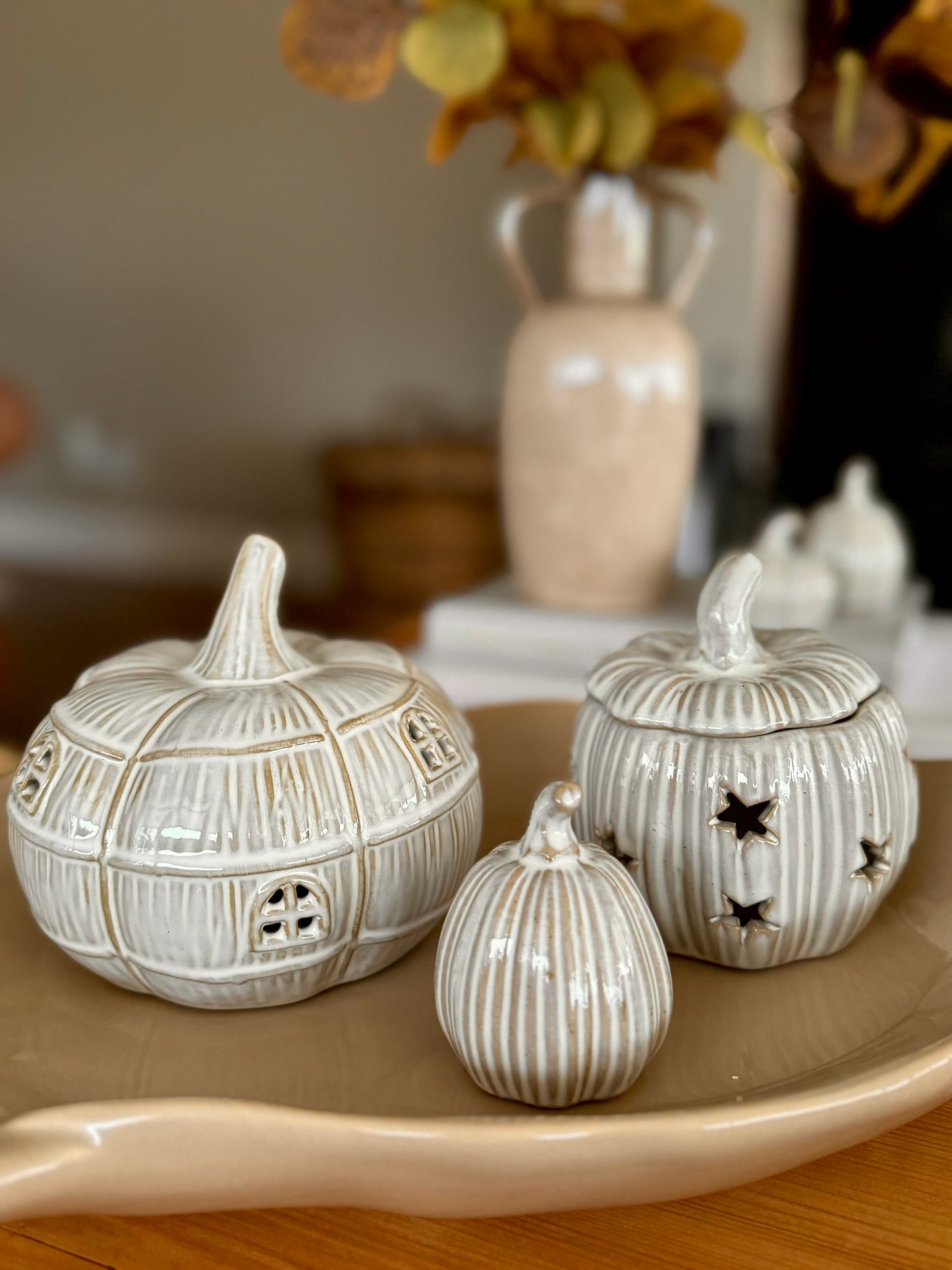 Natural Glazed Ceramic Pumpkin Wax Burner