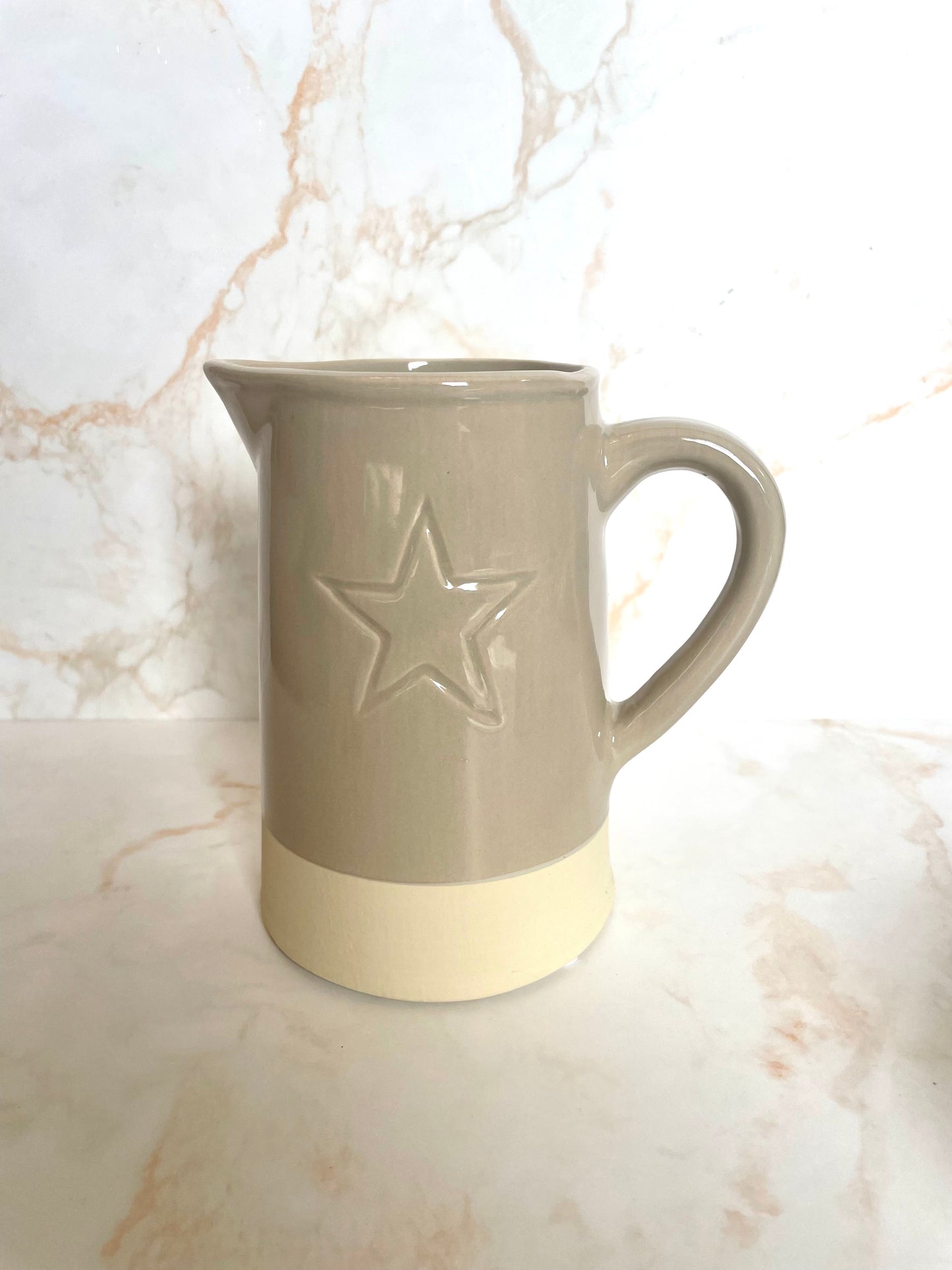 Grey Ceramic Jug With Debossed Star