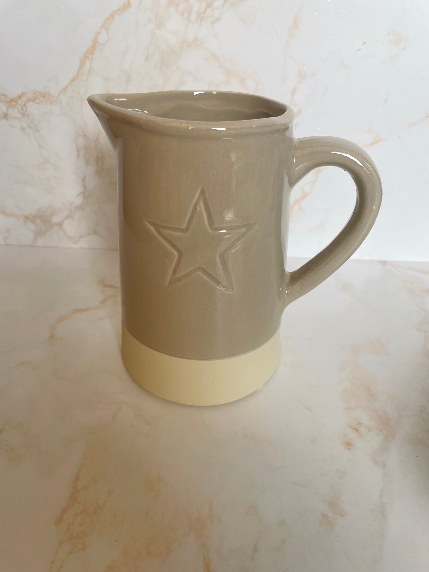 Grey Ceramic Jug With Debossed Star