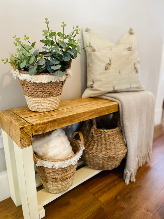 Natural Woven Baskets with Tassels - Set of 2