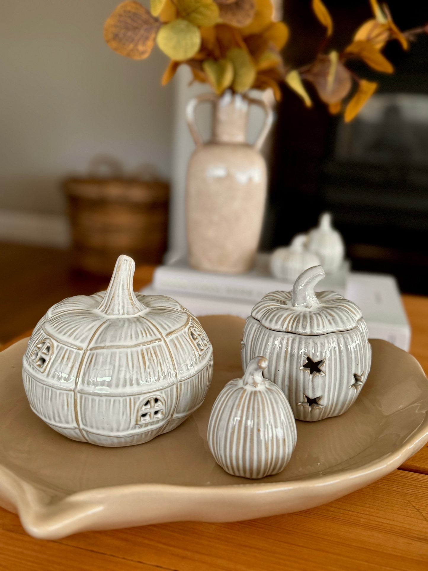 Natural Glazed Ceramic Pumpkin Wax Burner