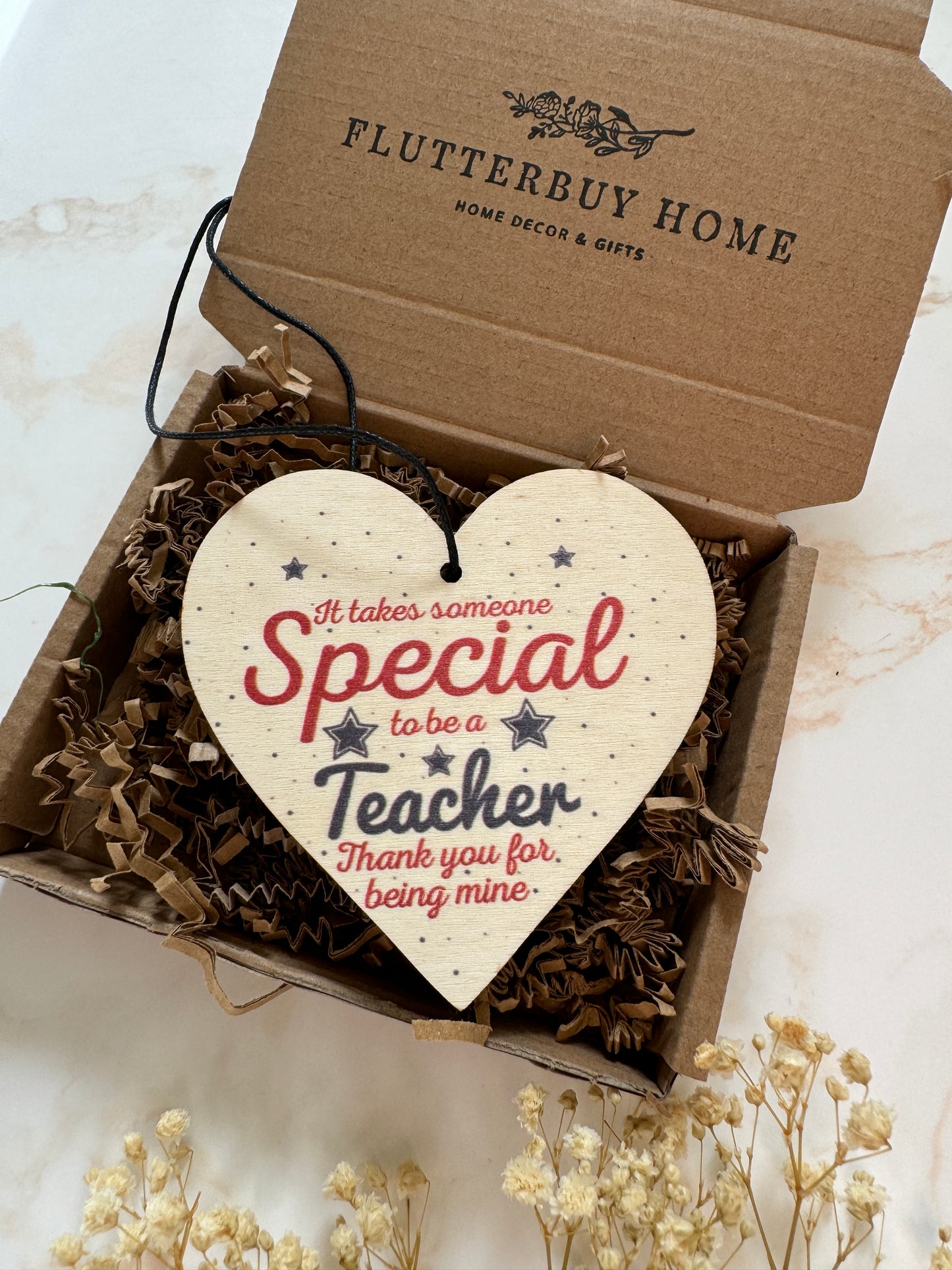 Wooden Thank You Special Teacher Hanging Heart Decoration