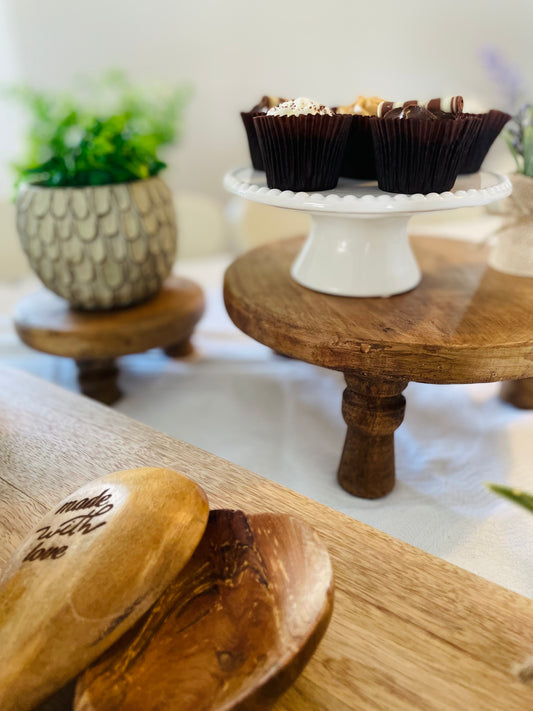 Set of 2 Raised Mango Wood Styling Plates