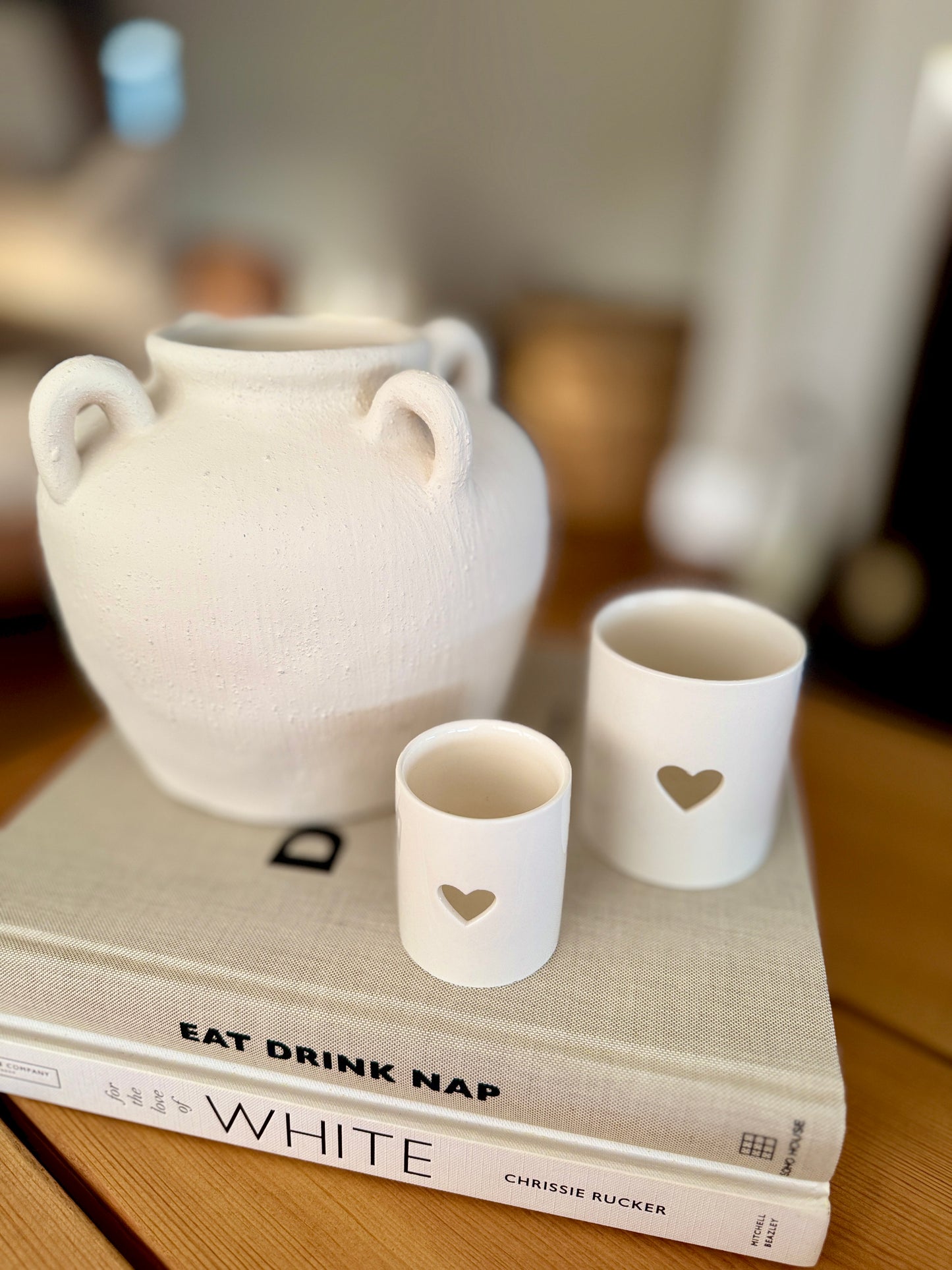 Simple White Heart T-light Holder