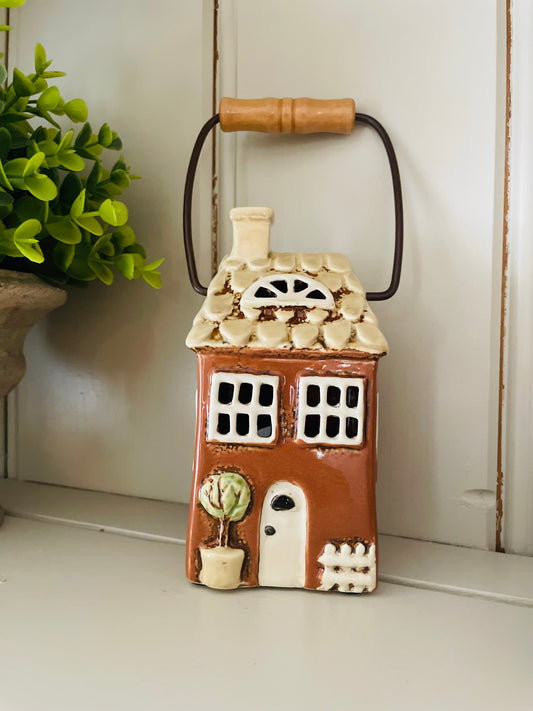 Rustic Country House Lantern - Rust Brown