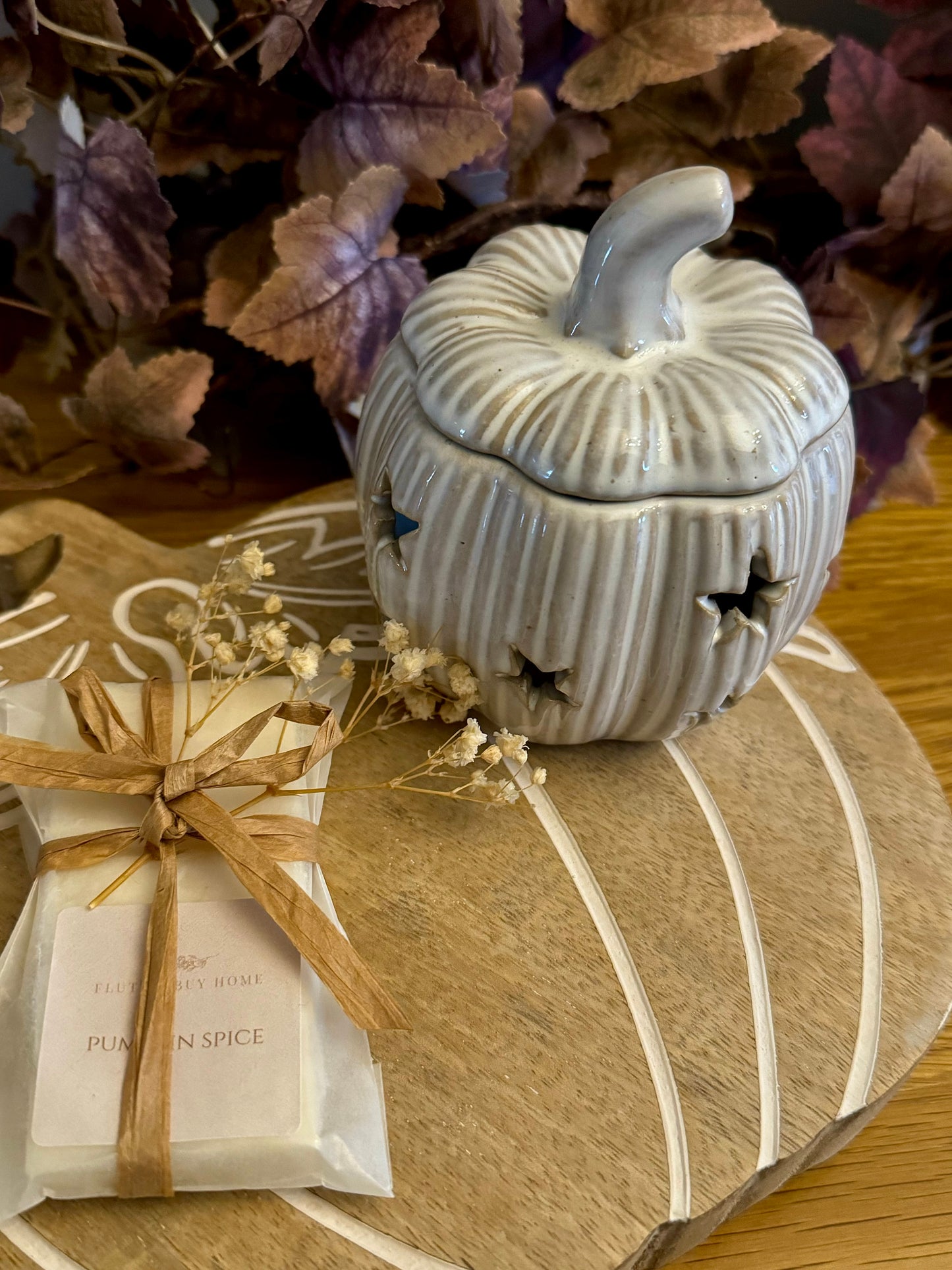 Natural Glazed Ceramic Pumpkin Wax Burner