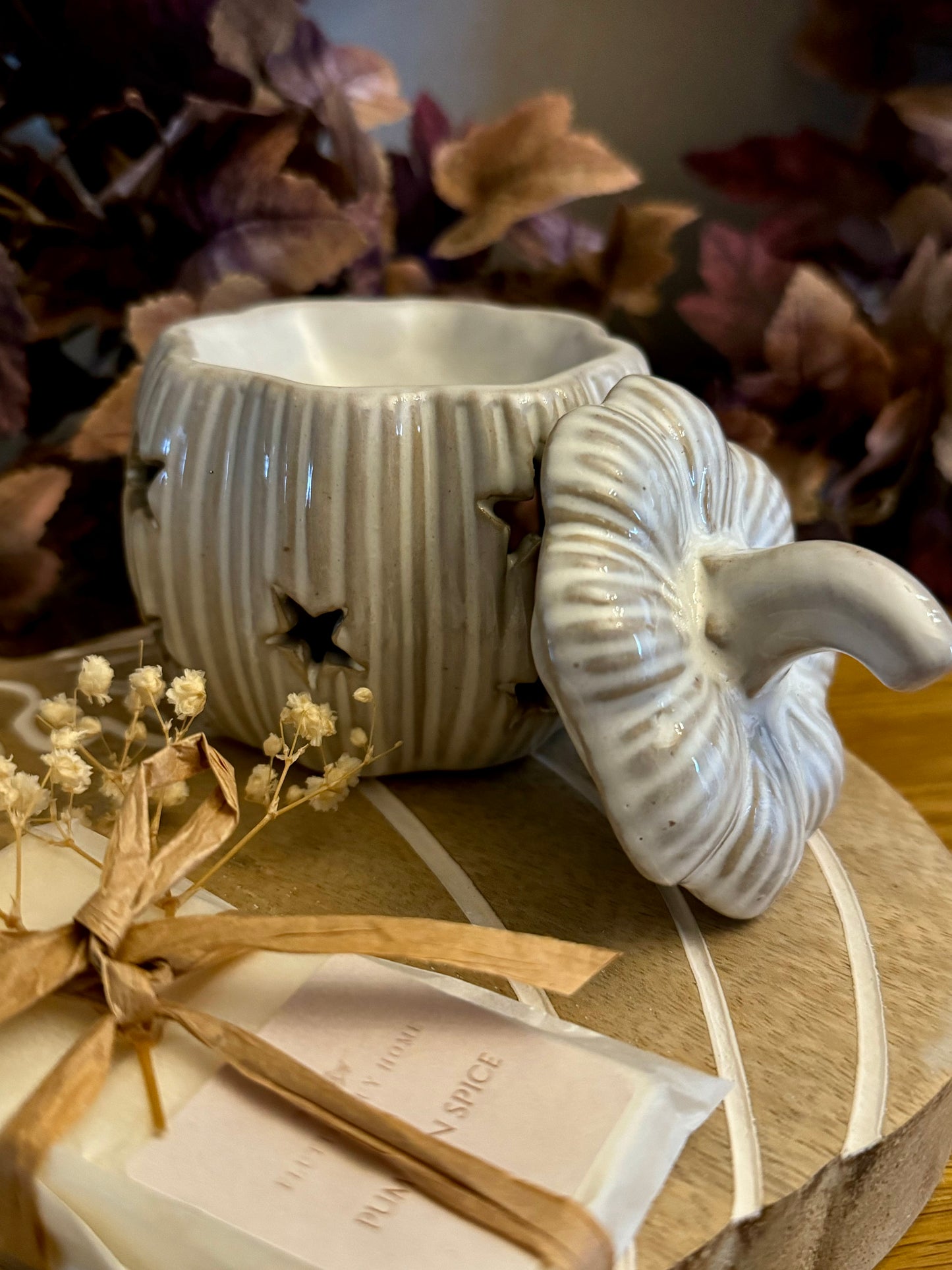 Natural Glazed Ceramic Pumpkin Wax Burner