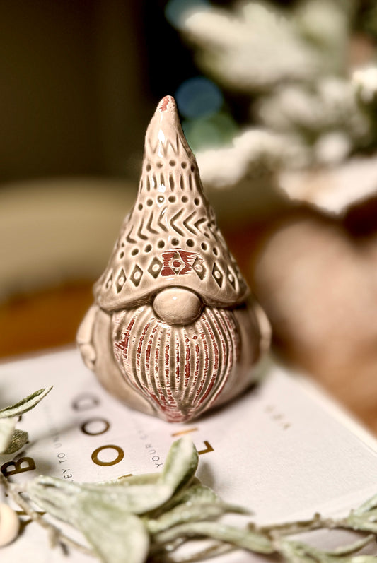 Grey Glazed Gonk Gnome Ornament