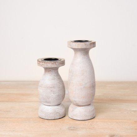 Rustic Wooden Pillar Candle Holders - Choice of Sizes