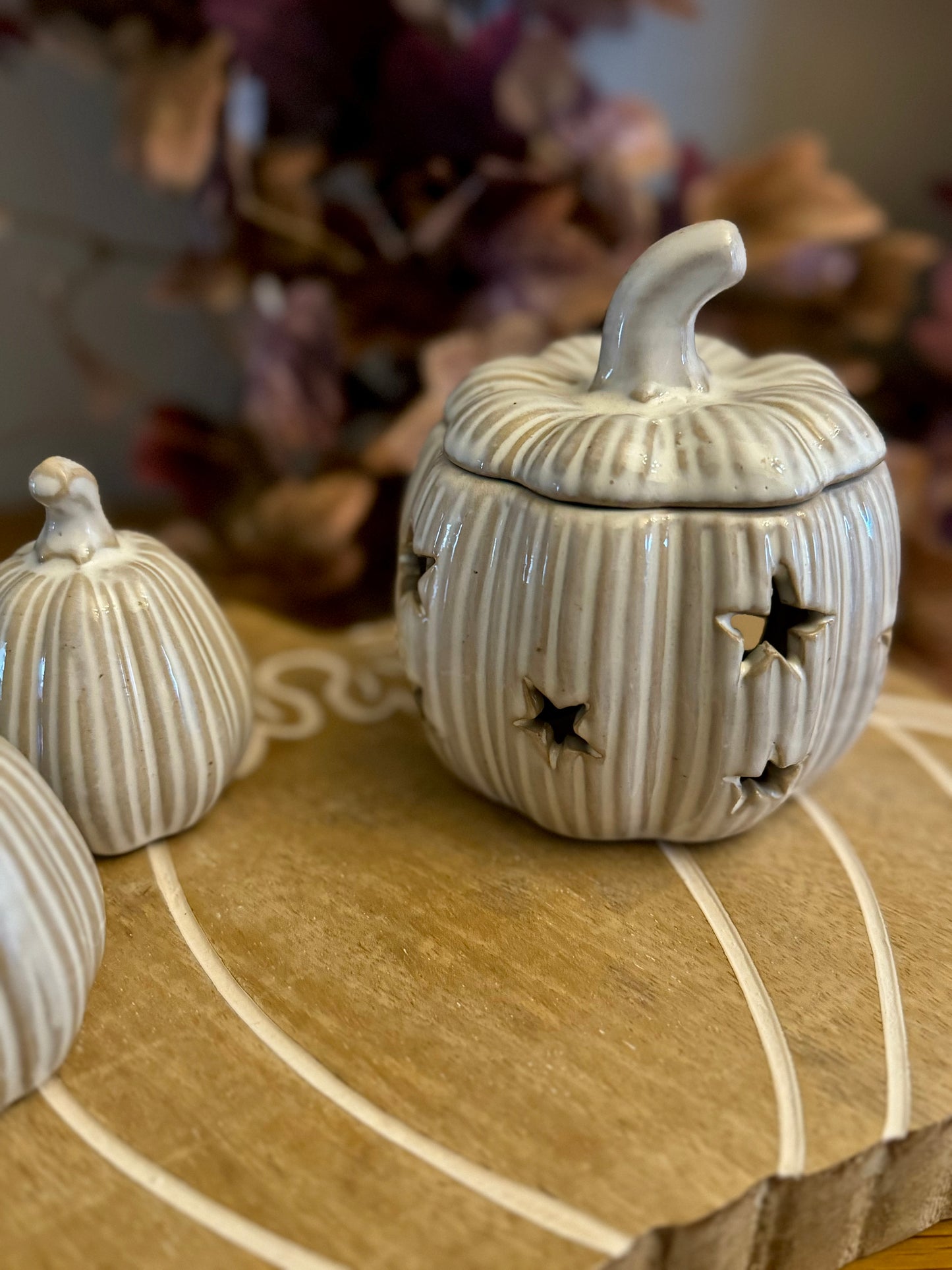 Natural Glazed Ceramic Pumpkin Wax Burner