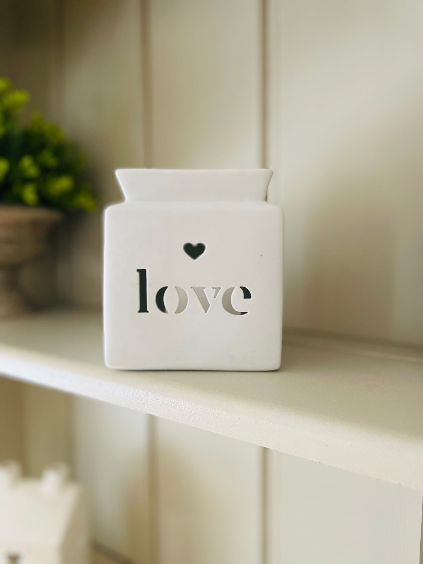 White Square LOVE Cut Out Burner