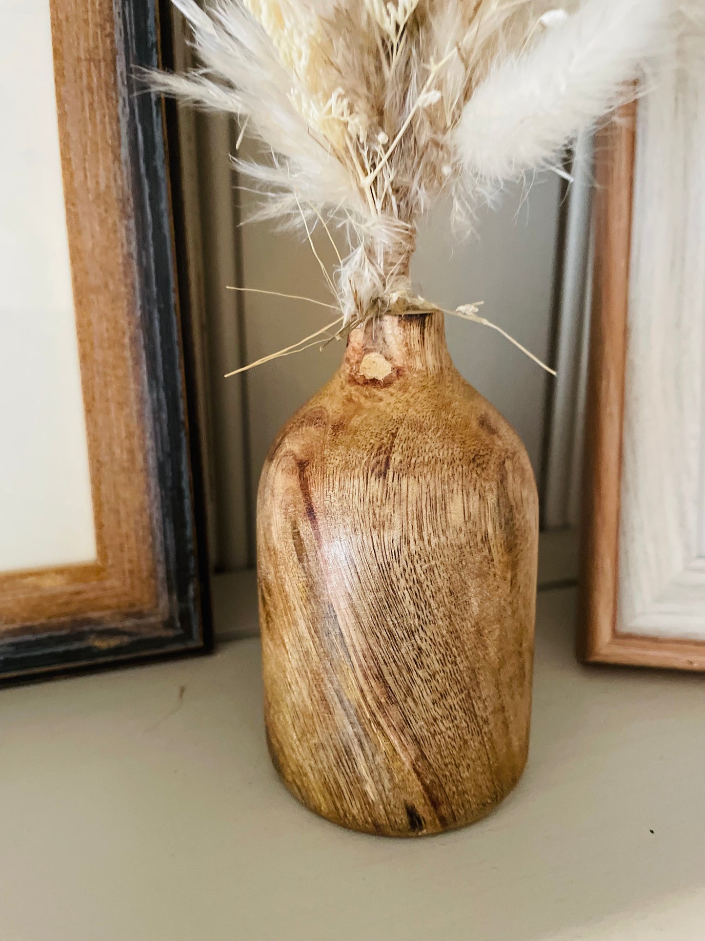 Mango Wood Vase With Narrow Neck