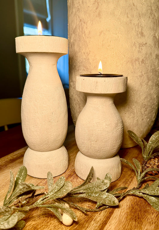 Rustic Wooden Pillar Candle Holders - Choice of Sizes