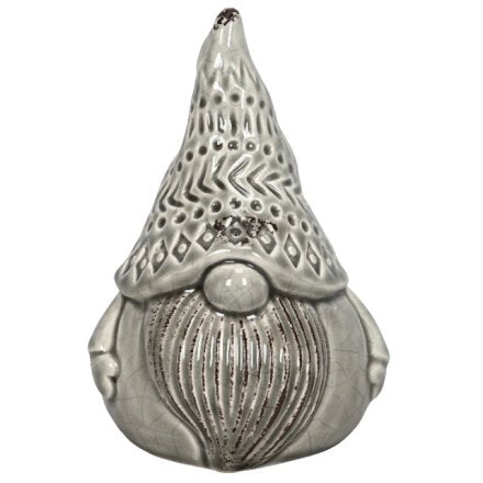 Grey Glazed Gonk Gnome Ornament