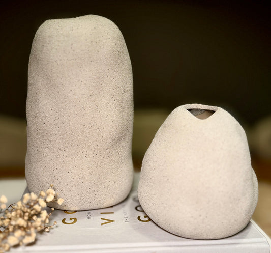 Grey Abstract Stone Vase (choice of size)