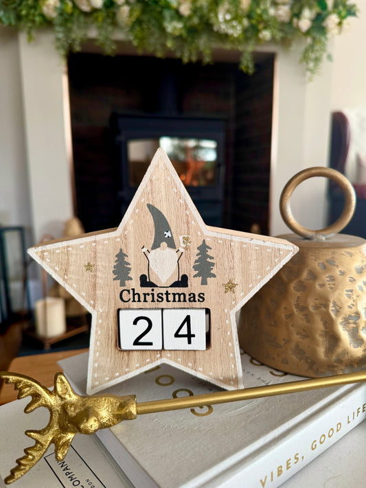 Wooden Countdown To Christmas Star Block