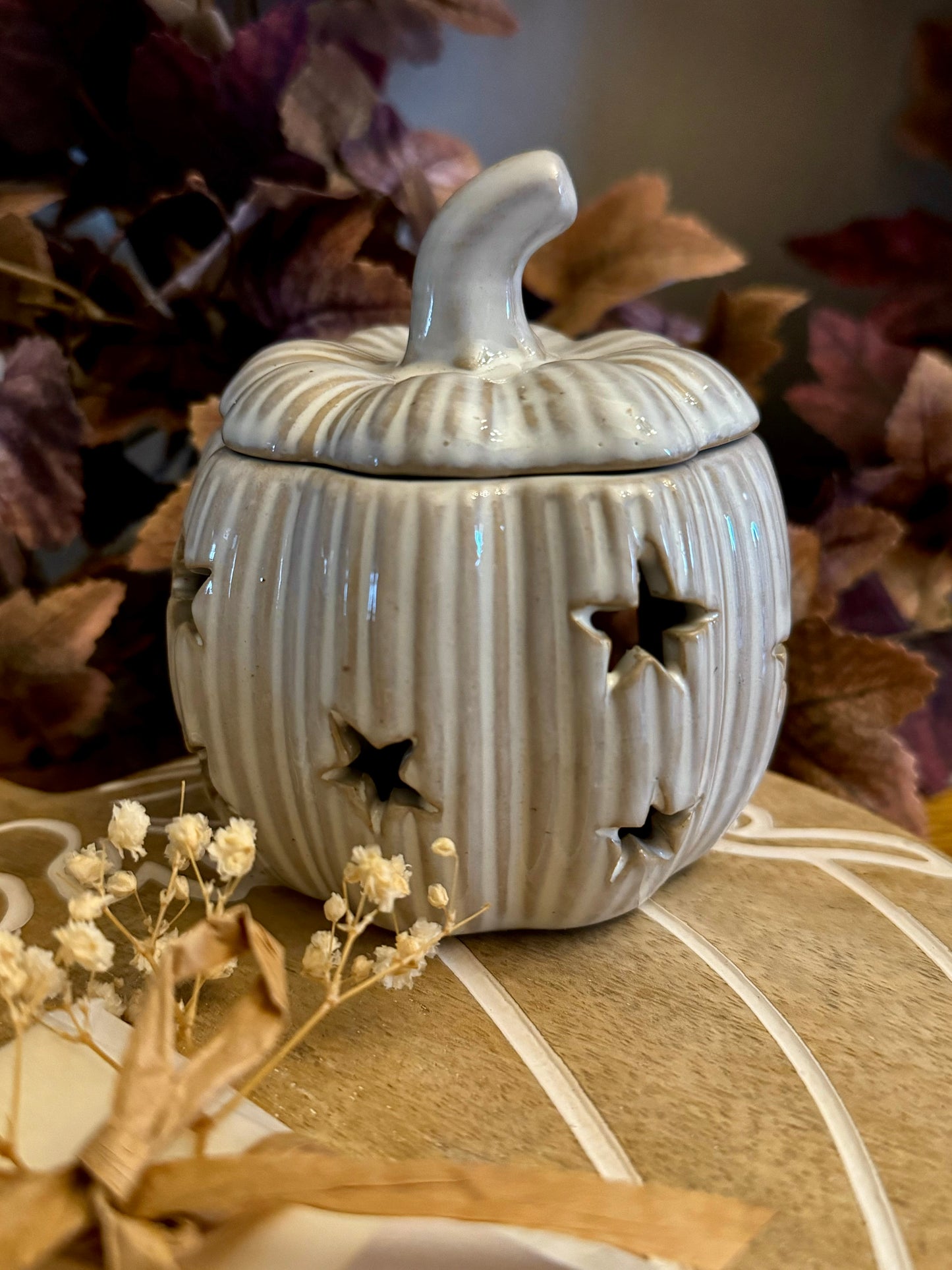 Natural Glazed Ceramic Pumpkin Wax Burner