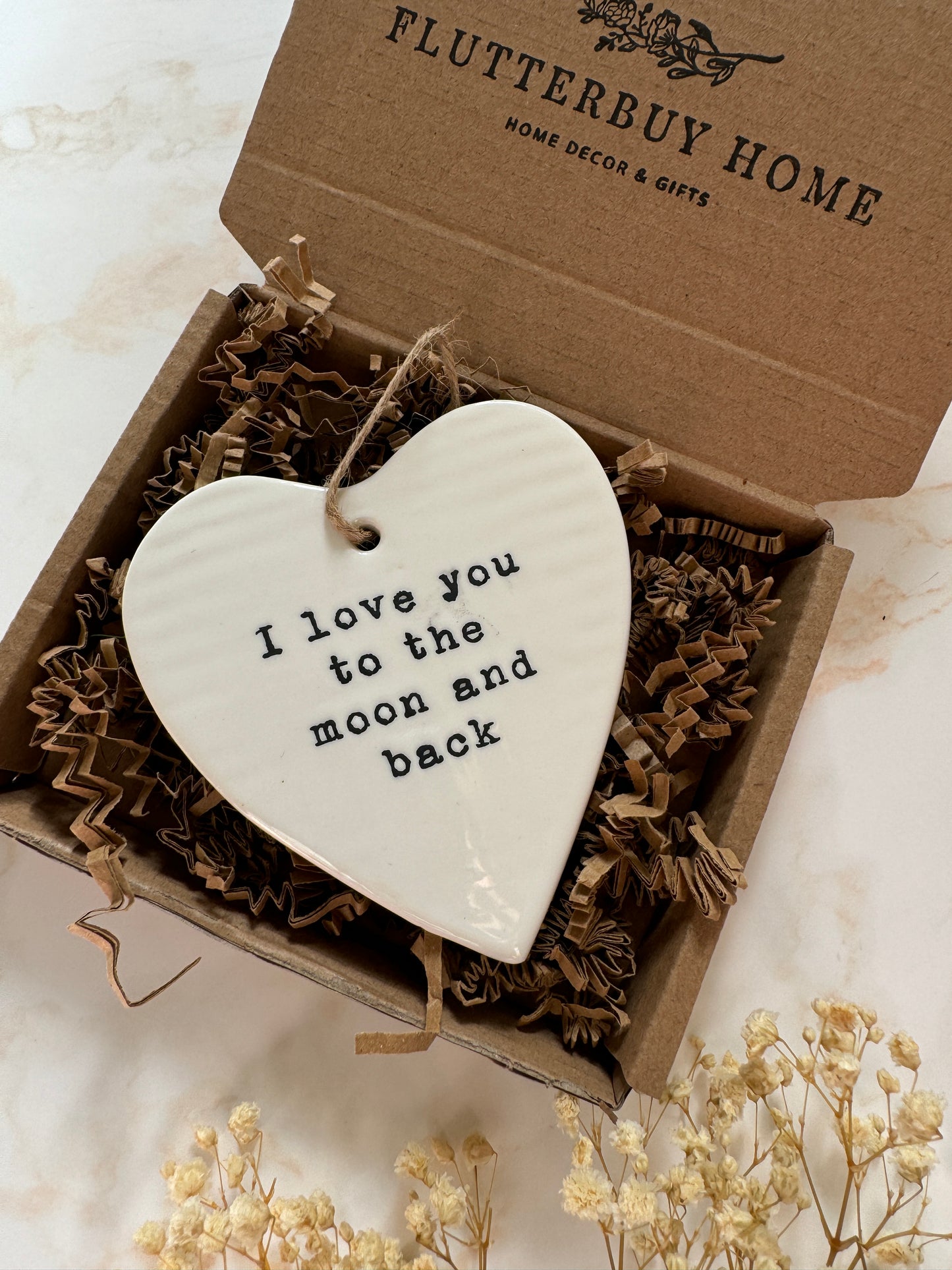 To The Moon and Back Hanging Ceramic Heart