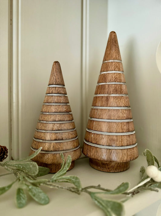 Mango Wood Striped Christmas Trees