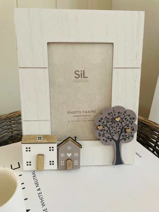 Wooden House and Tree Photo Frame