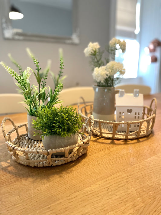 Set of 2 Woven Wicker Trays