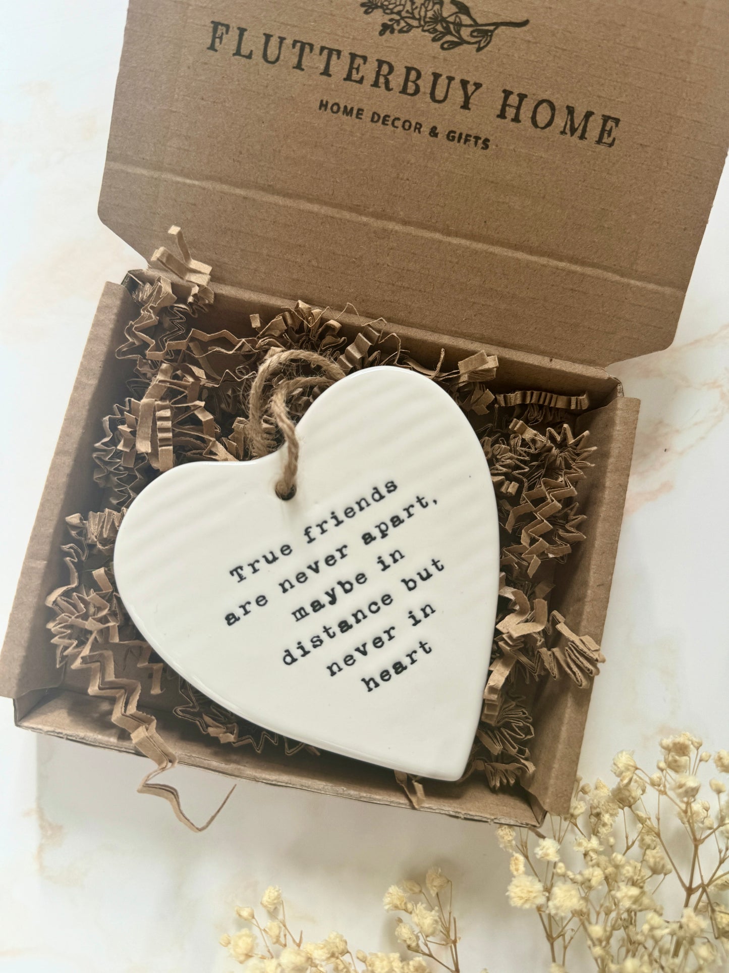True Friends Hanging Ceramic Heart