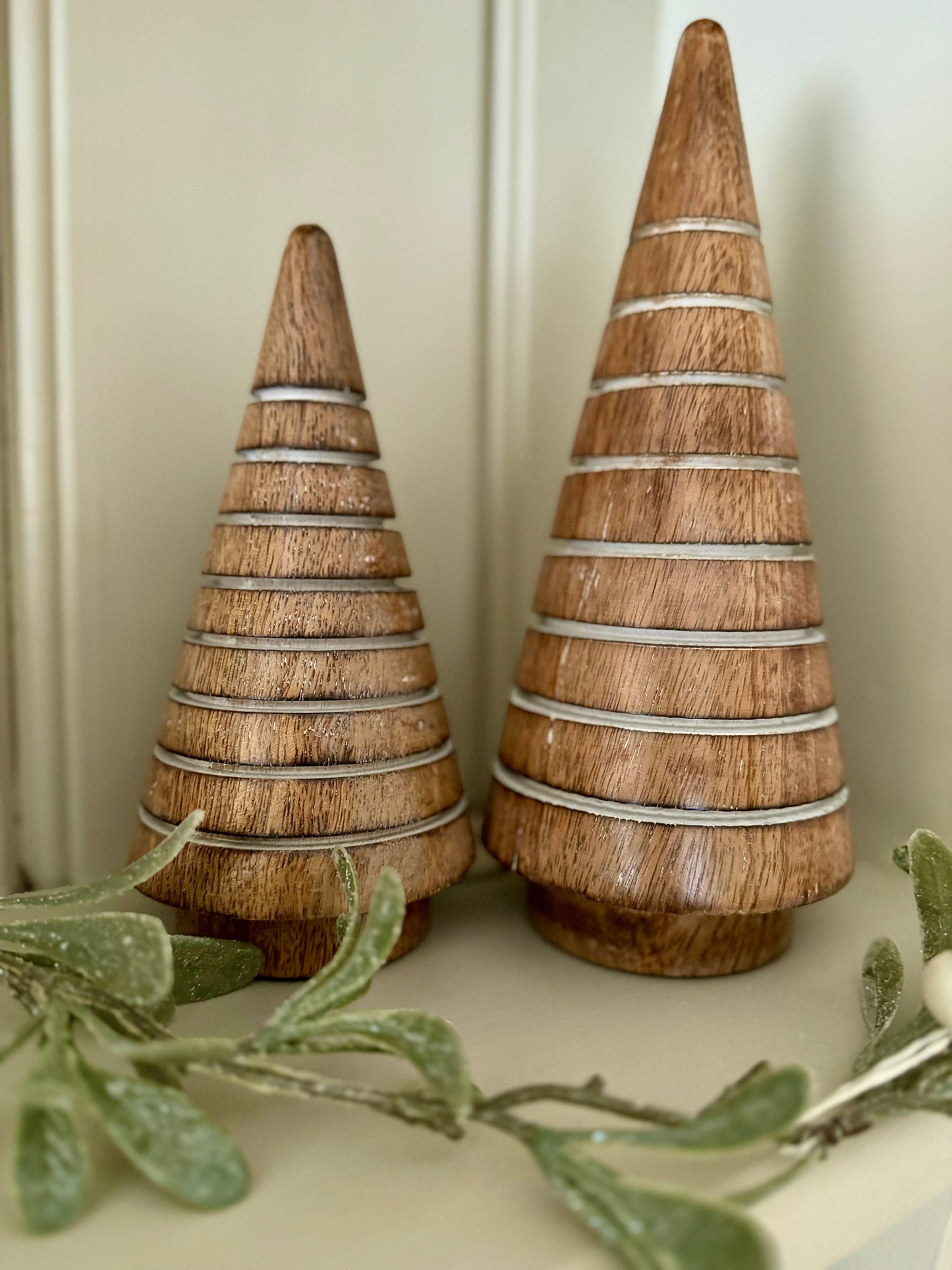 Mango Wood Striped Christmas Trees