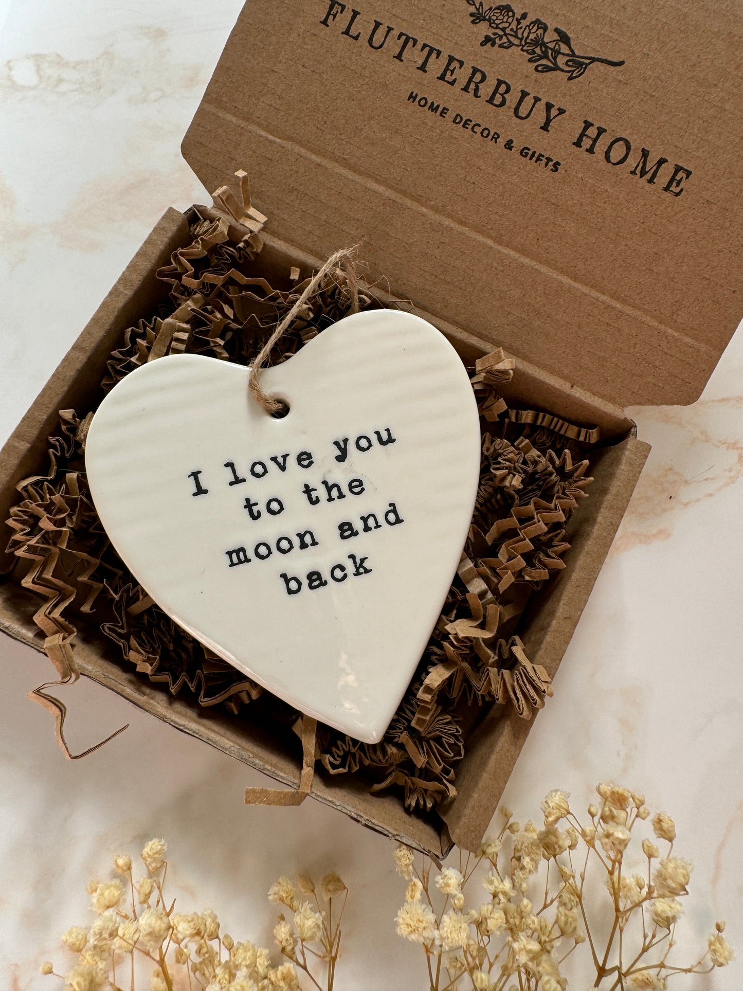 To The Moon and Back Hanging Ceramic Heart