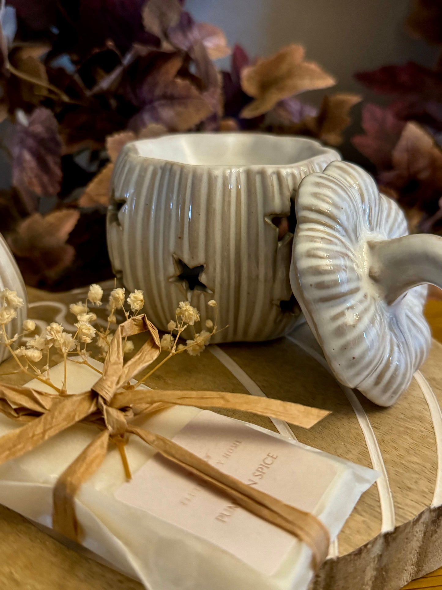 Natural Glazed Ceramic Pumpkin Wax Burner