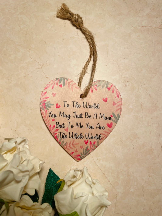 ‘Mum’ Wooden Heart Decoration