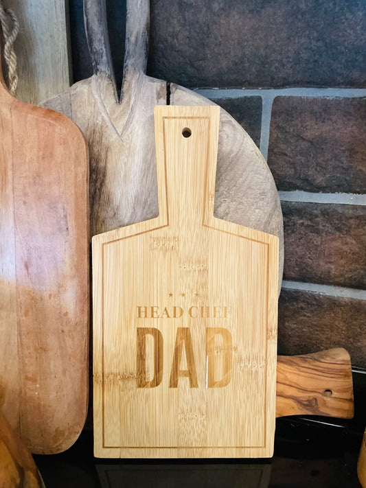 Mini Bamboo “Head Chef Dad” Serving Board