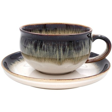 Reactive Glaze Cup and Saucer