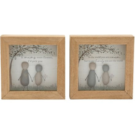 'Mum' Wooden Pebble Plaque - Choice of 2 designs