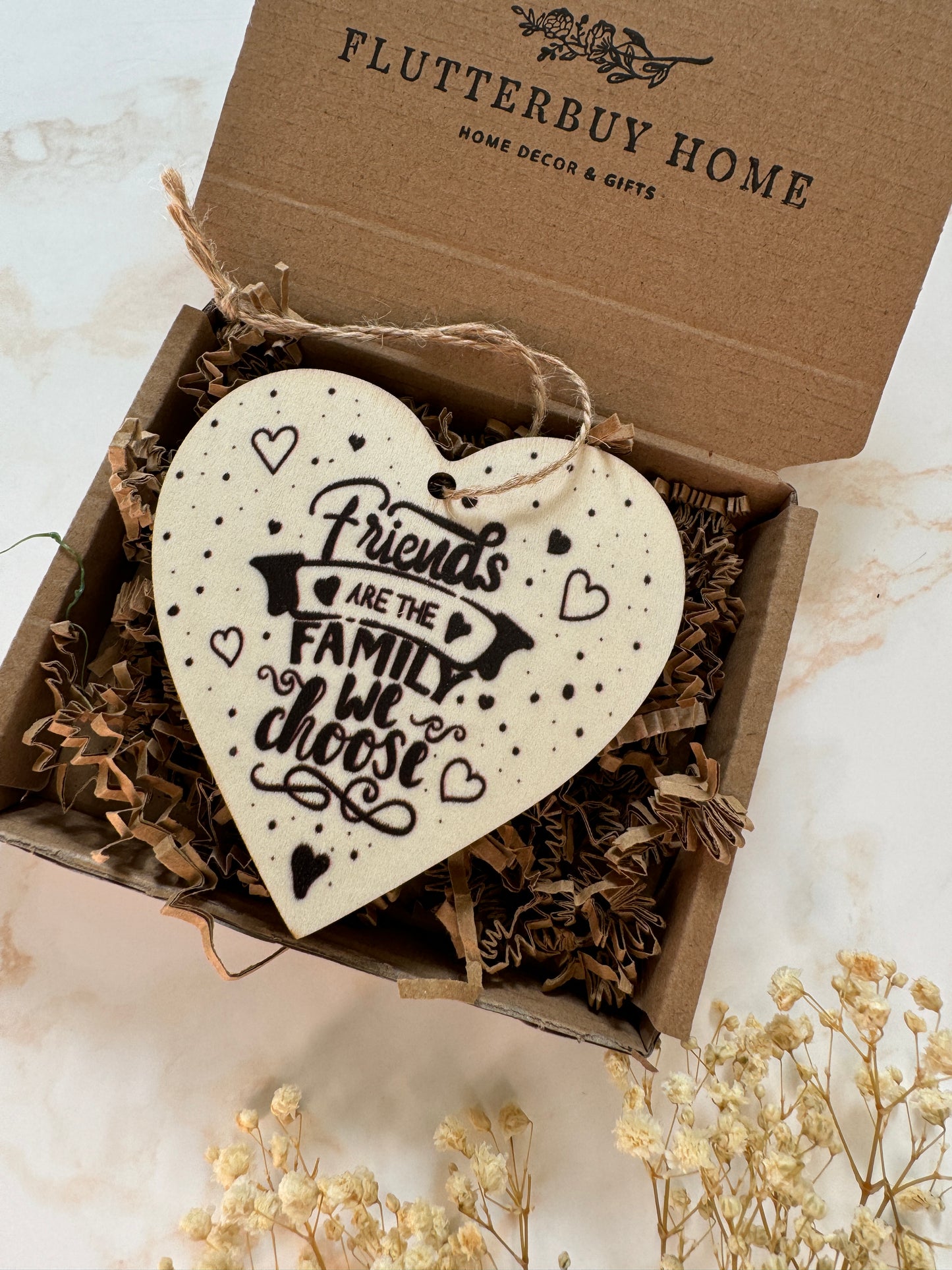 ‘Friends Are The Family We Choose’ Wooden Heart Decoration