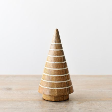 Mango Wood Striped Christmas Trees