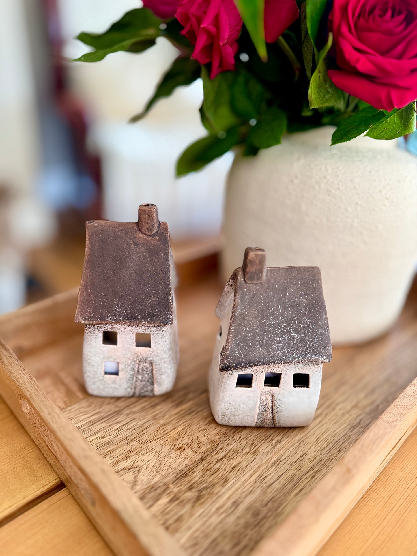 Rustic Windlight Houses - Set of 2