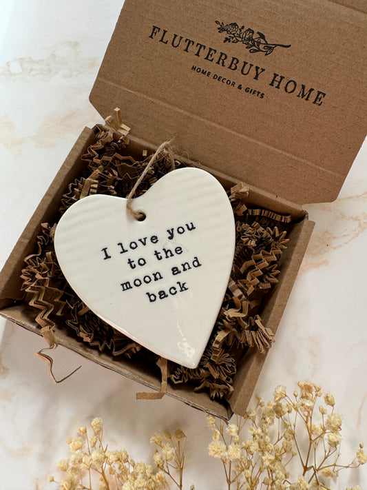 To The Moon and Back Hanging Ceramic Heart