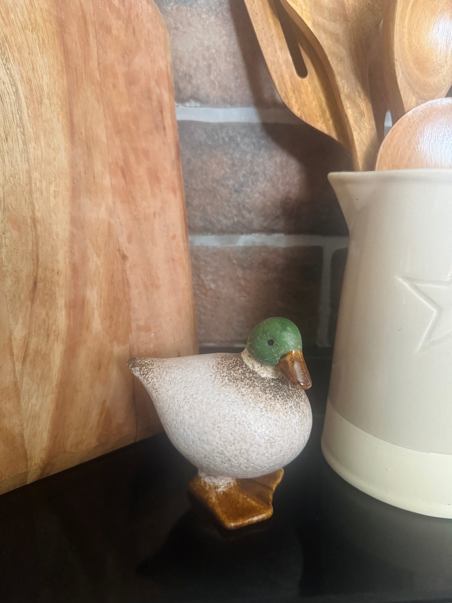 Speckled White and Green Duck Ornament
