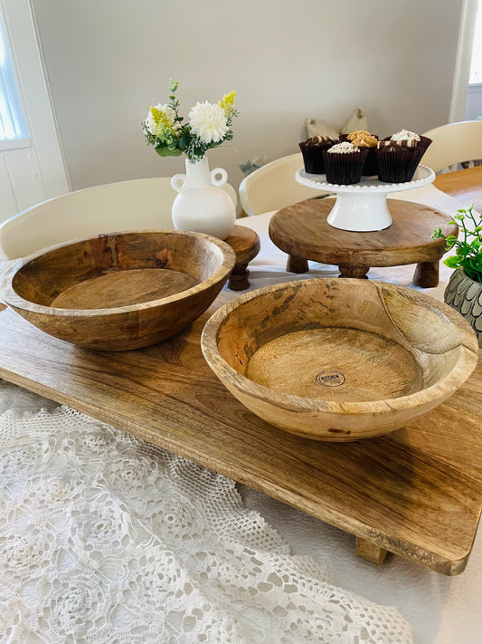 Set of 2 Mango Wood Bowls