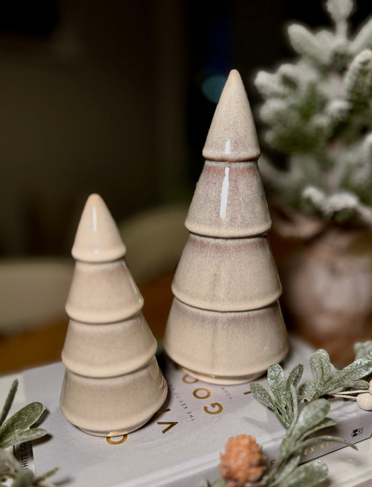 Reactive Glaze Natural Tree Ornament Set