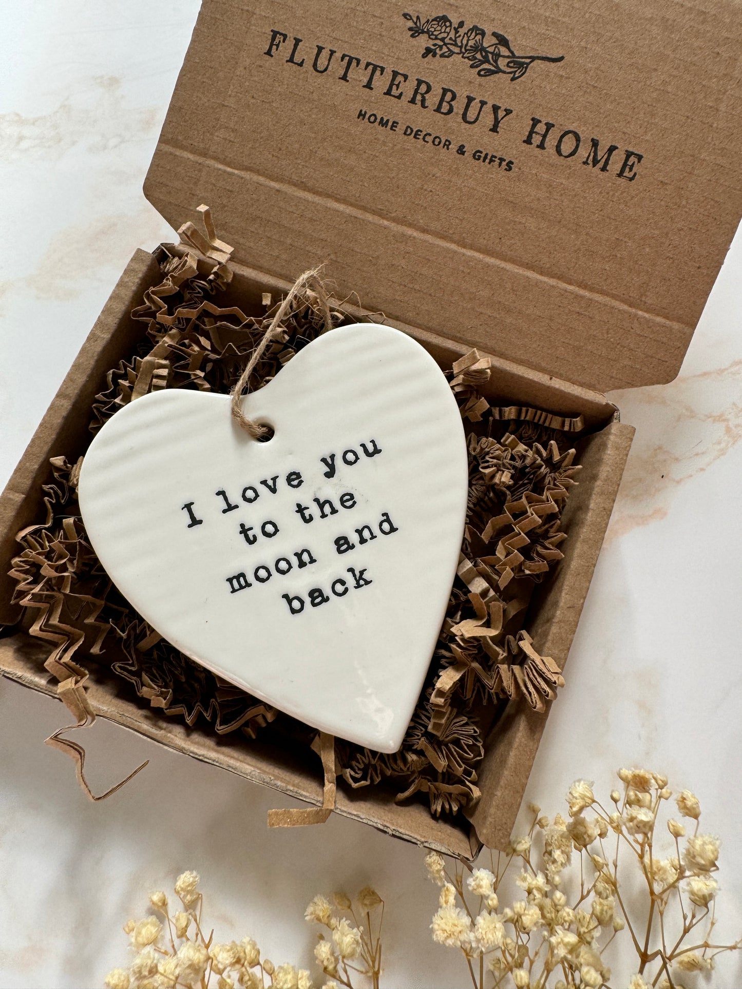 To The Moon and Back Hanging Ceramic Heart