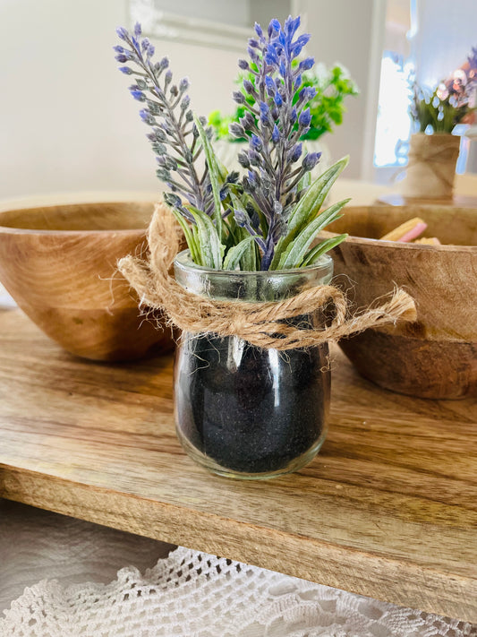 Glass Potted Faux Lavender