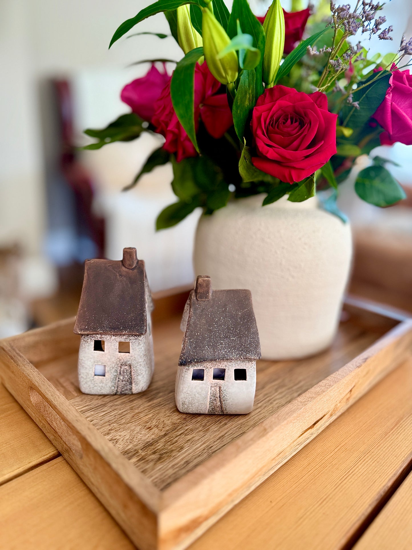 Rustic Windlight Houses - Set of 2
