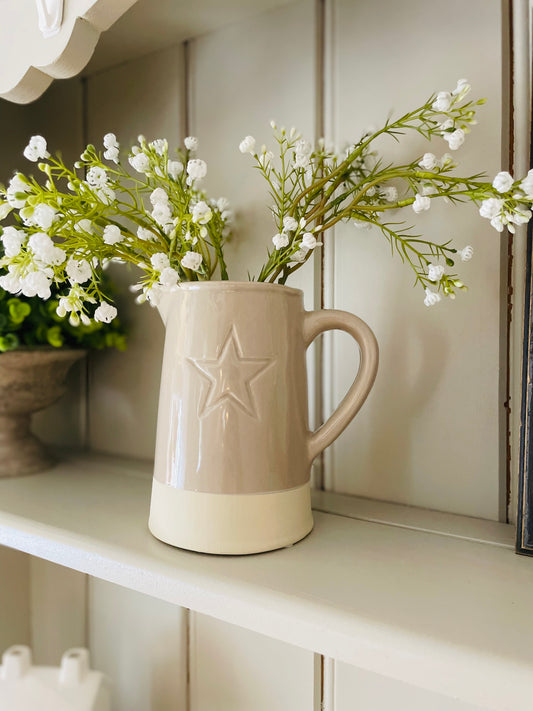 Grey Ceramic Jug With Debossed Star