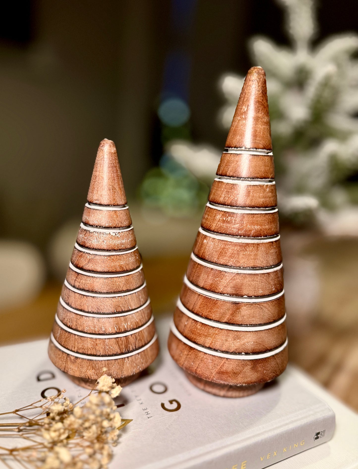 Mango Wood Striped Christmas Trees